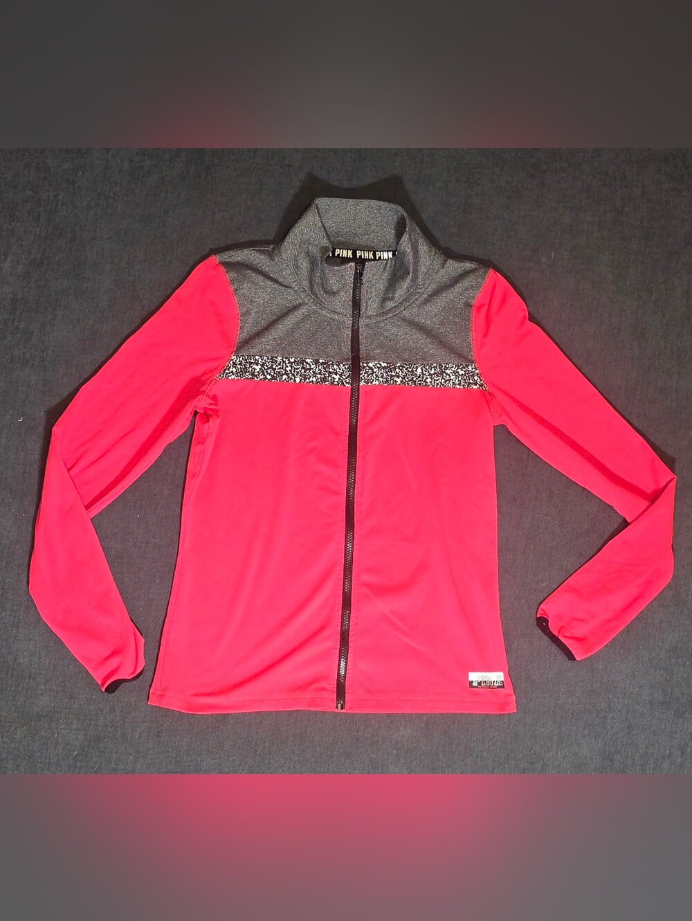 Victoria's Secret PINK Hot Pink and Gray Full-Zip Athletic Jacket Reflective
